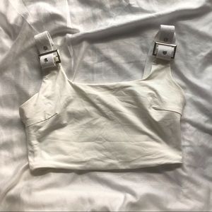 White buckle crop top